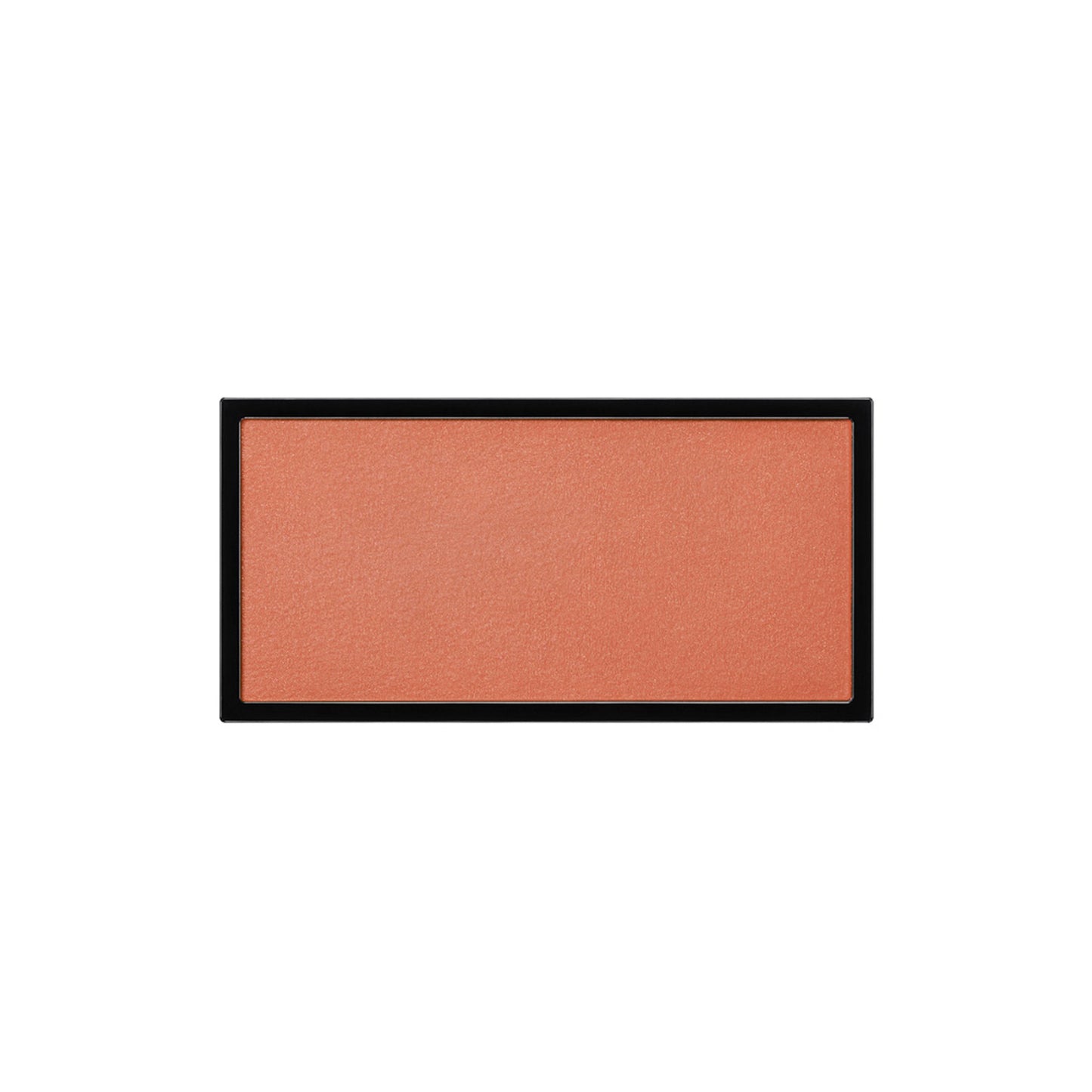 A rectangle shaped powder blush pan in a vibrant saffron