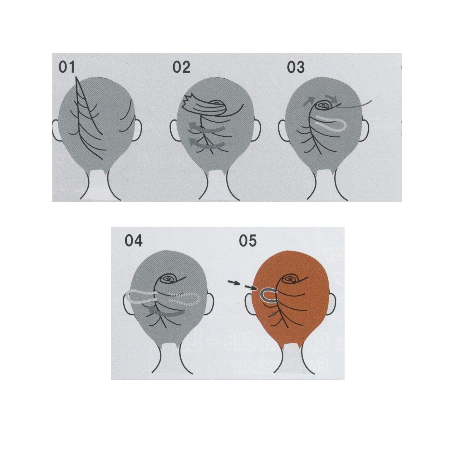 Illustrations on how to use the hair pin.