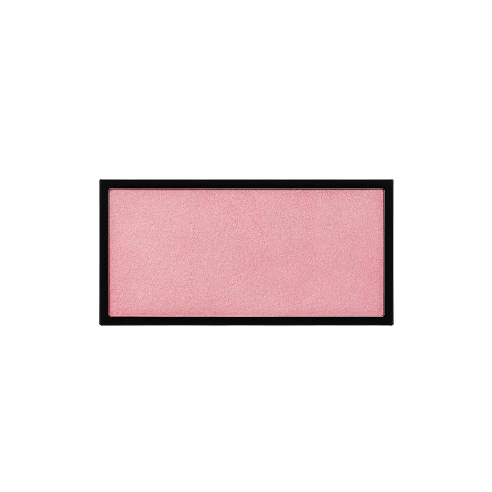 A rectangle shaped powder blush pan in a pale rose tone