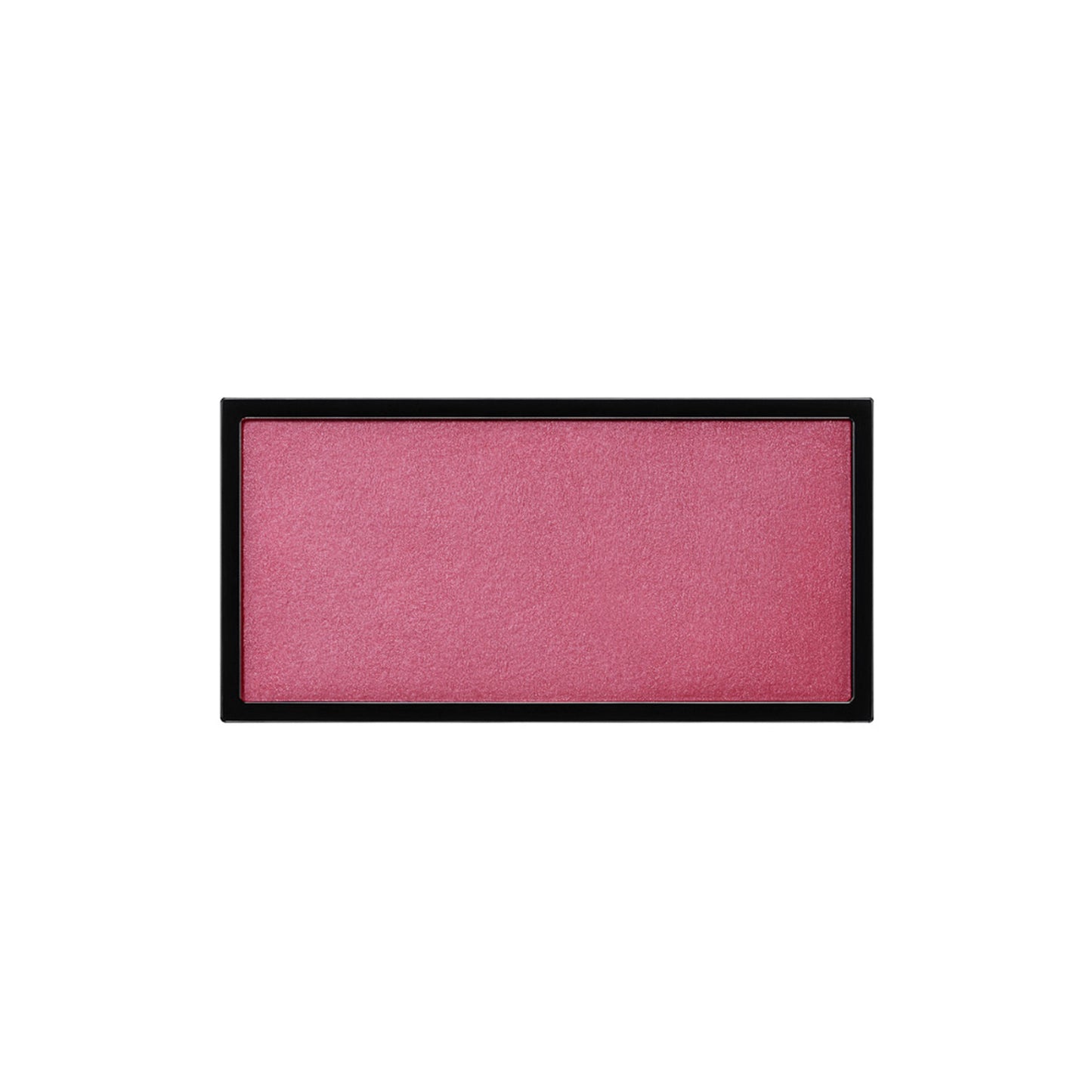 A rectangle shaped powder blush pan in a soft raspberry shade