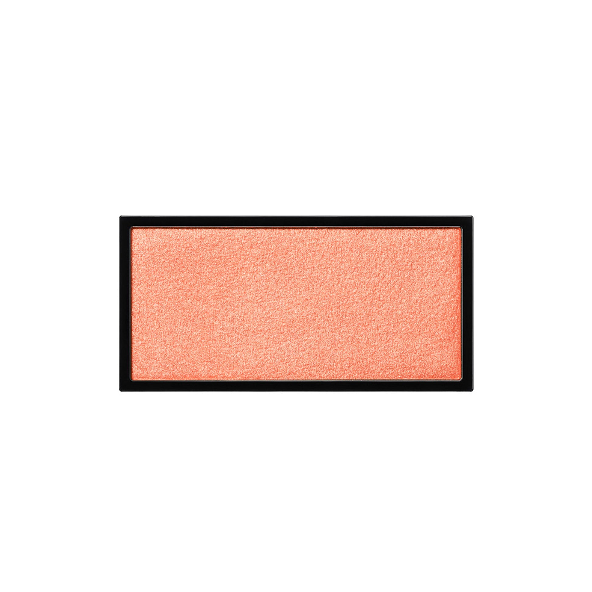 A rectangle shaped powder blush pan in a sunset orange tone