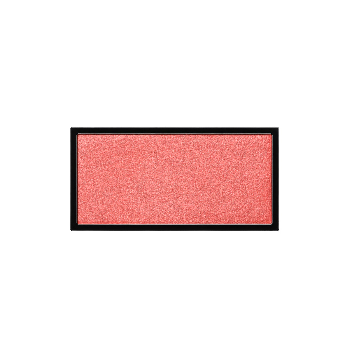 A rectangle shaped powder blush pan in a reddish-orange
