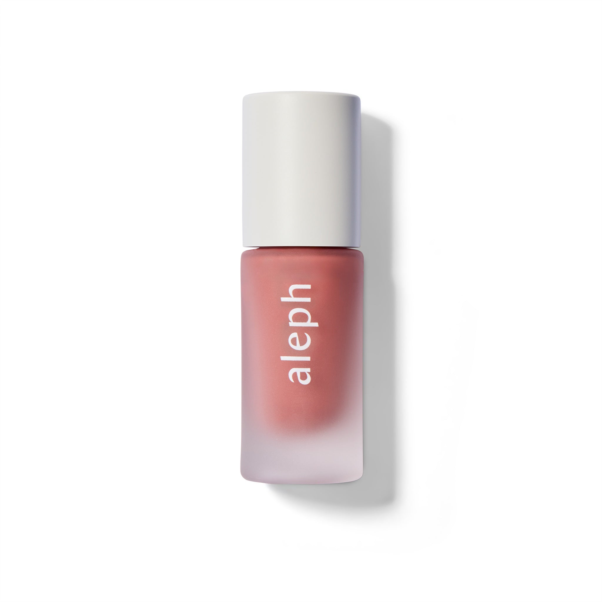 Lip gloss with white cap and 'aleph' branding on a white background