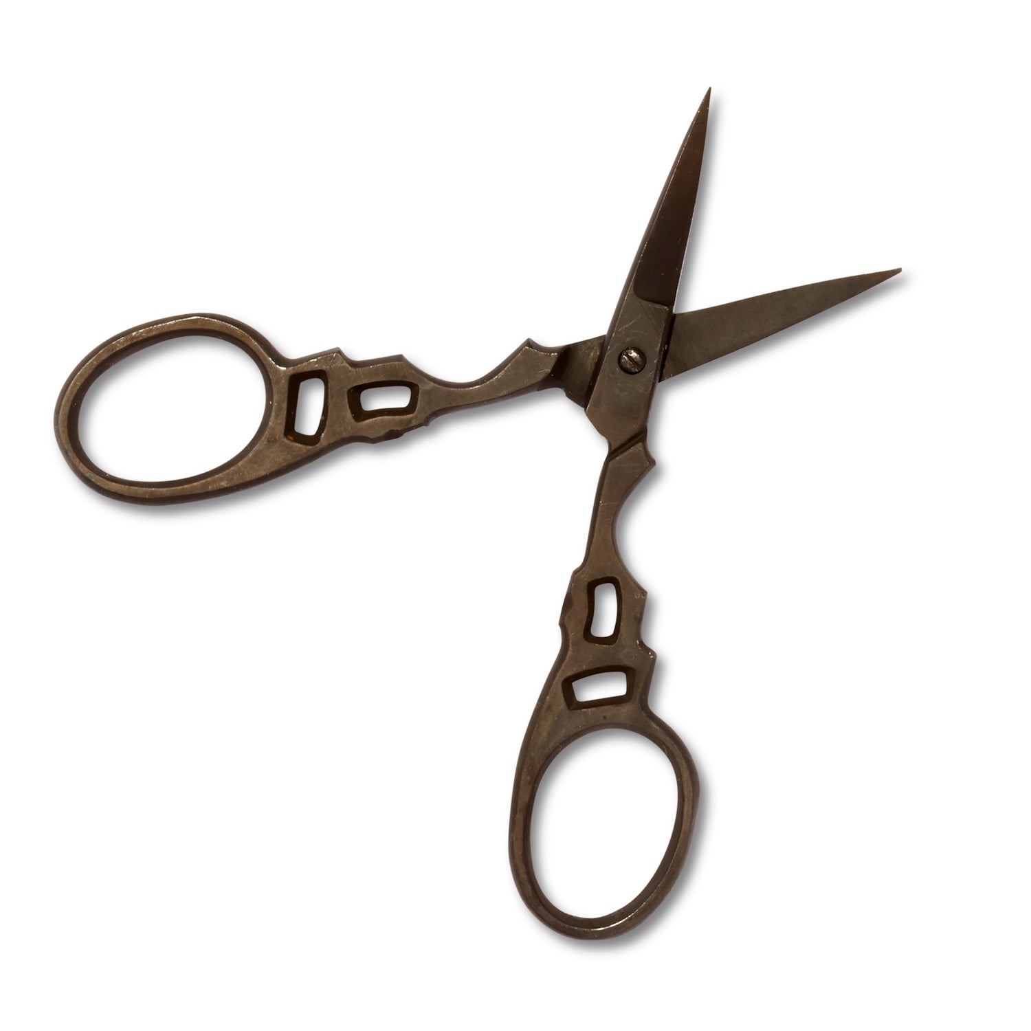 Open view of the Brow Gal matte black eyebrow scissors. 