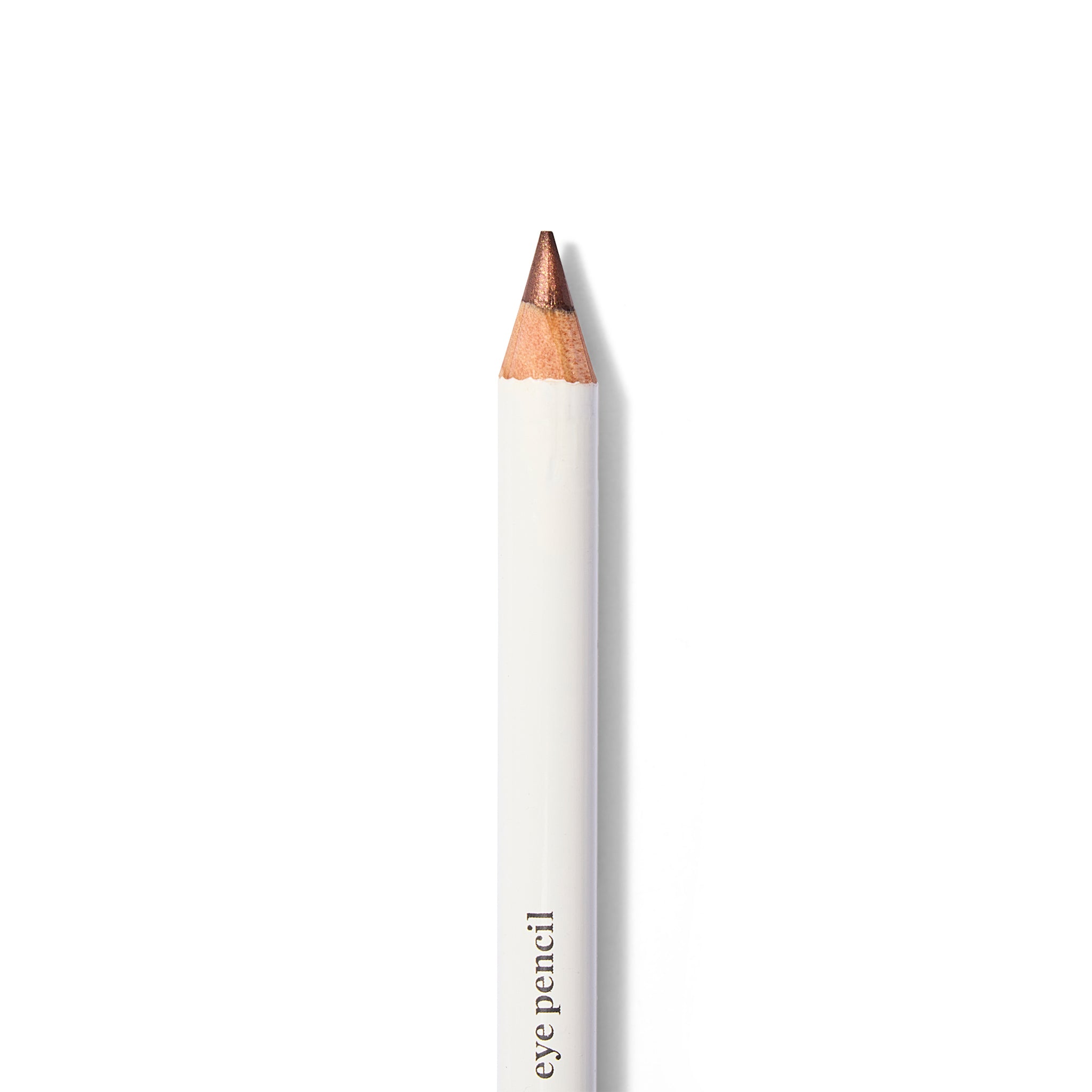 White eye pencil with bronze tip on a white background