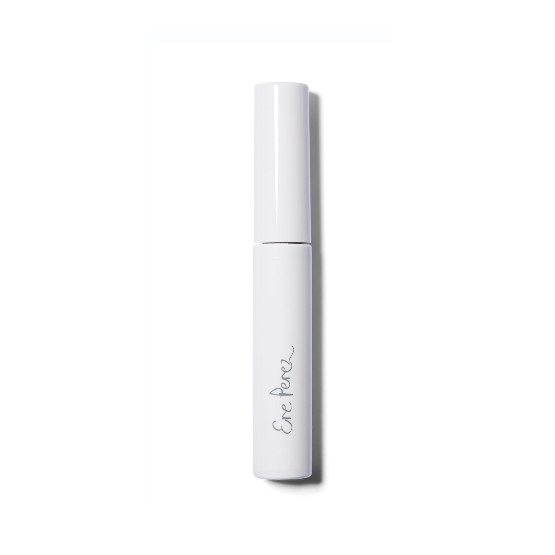The closed tube of the Ere Perez Avocado Waterproof Mascara. The tube I white with the logo in grey.