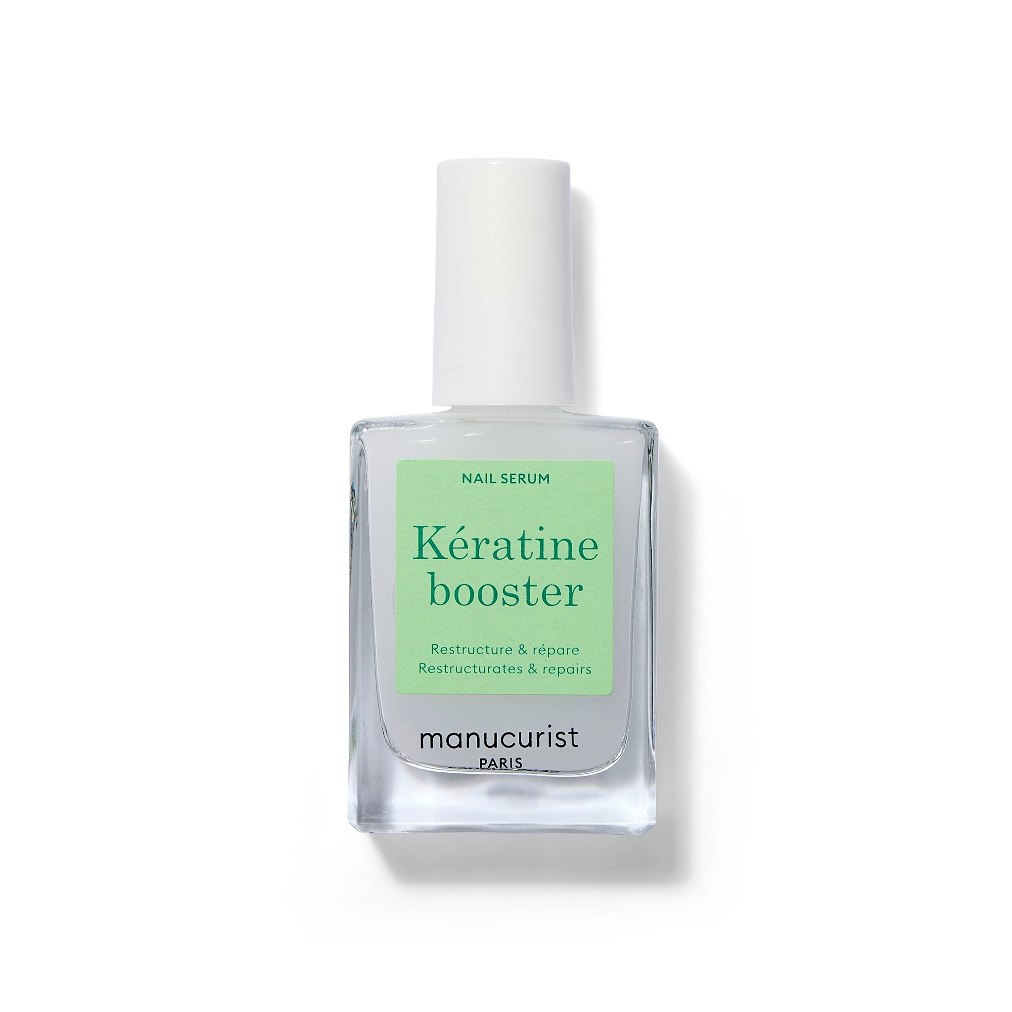 Manucurist Keratine Booster nail serum bottle on a white background