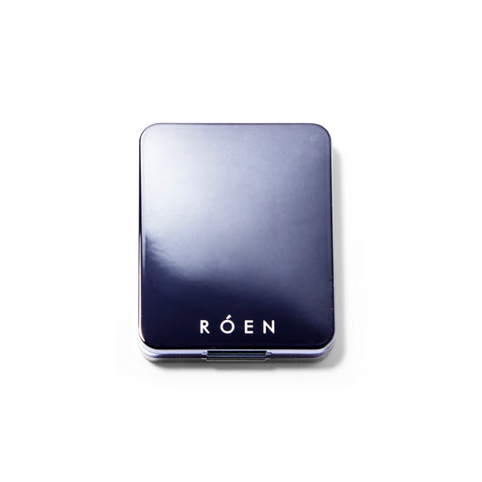 The Roen Eyeshadow Palette in a dark pewter finish with the lid closed.