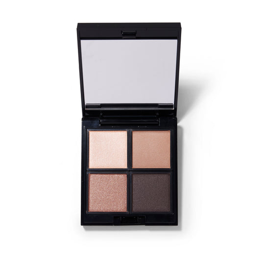 The Surratt Beyond Beige quad of eyeshadows where the palette is open and you can see the mirror and shades clearly.